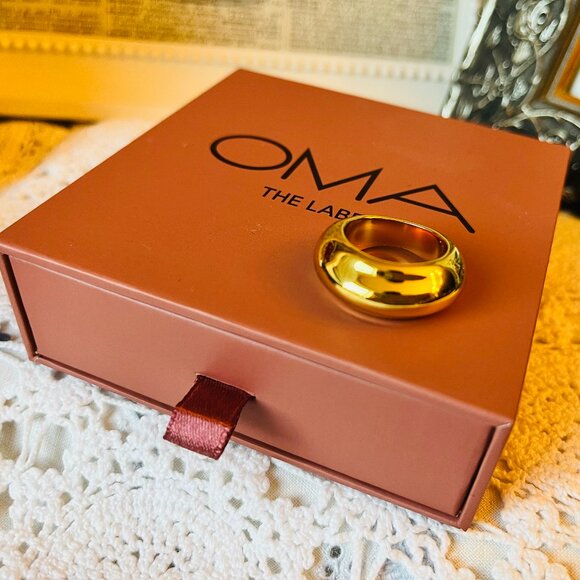 18K Gold Plated Dome Ring Size 6 Oma The Label The Haddy Ring - Picture 1 of 11